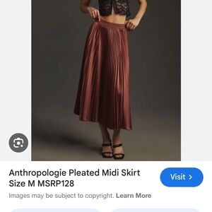 Anthropologie Rust Pleated Midi Skirt
